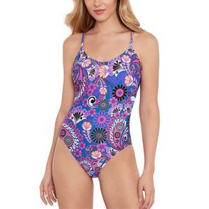 Salt + Cove woman’s medium paisley floral vibrant print one piece swim suit